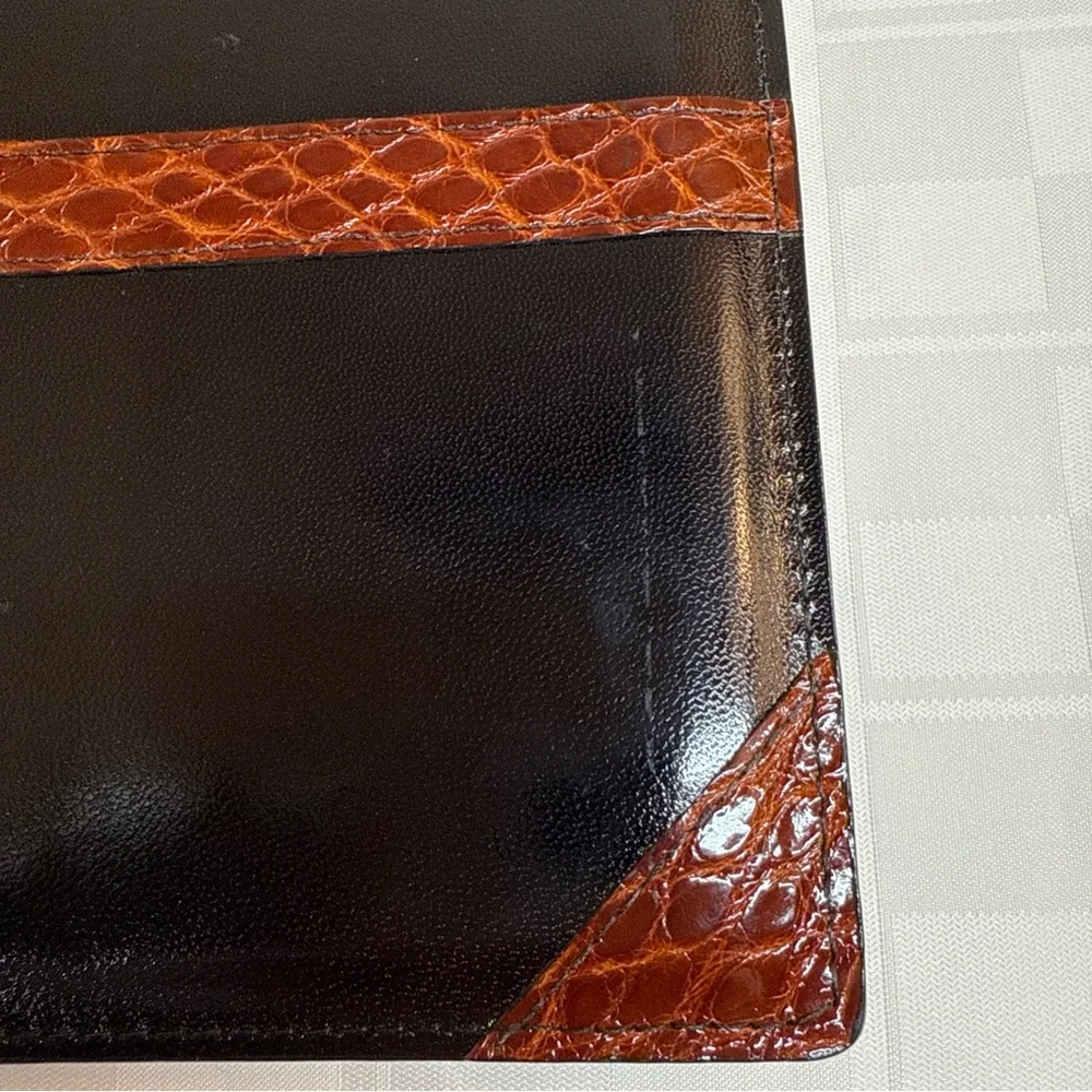 Charles Underwood Kid Leather Planner‎ Alligator Cognac Glazed Finish 6x8.5